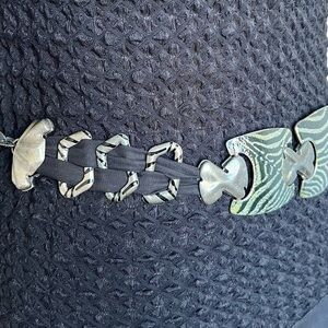 Chico's Black And Silver Tone Animal Print Chain Belt - One Size